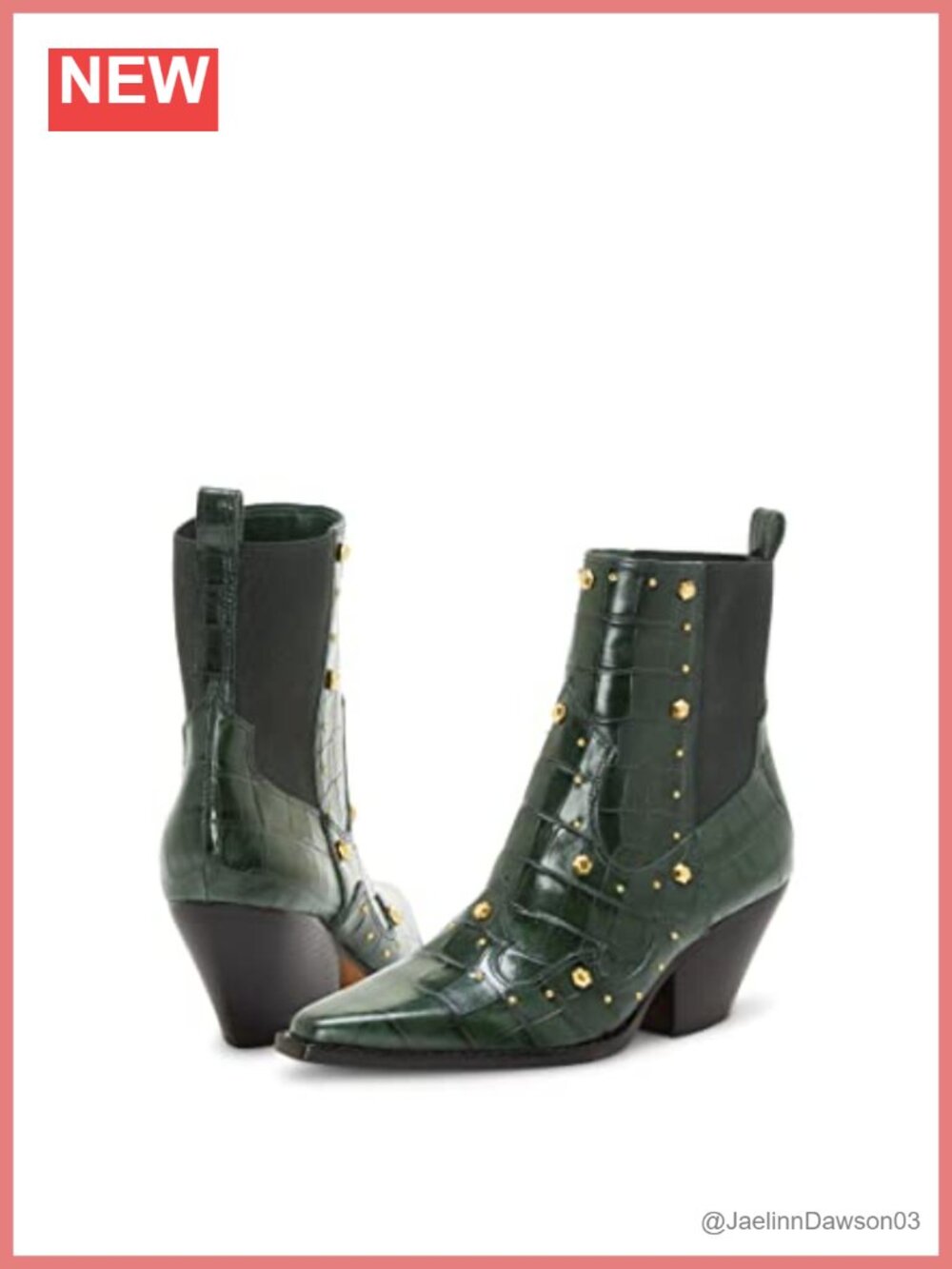 Leather Pointed Toe Ankle Bootie Stacked Heel Pull-On